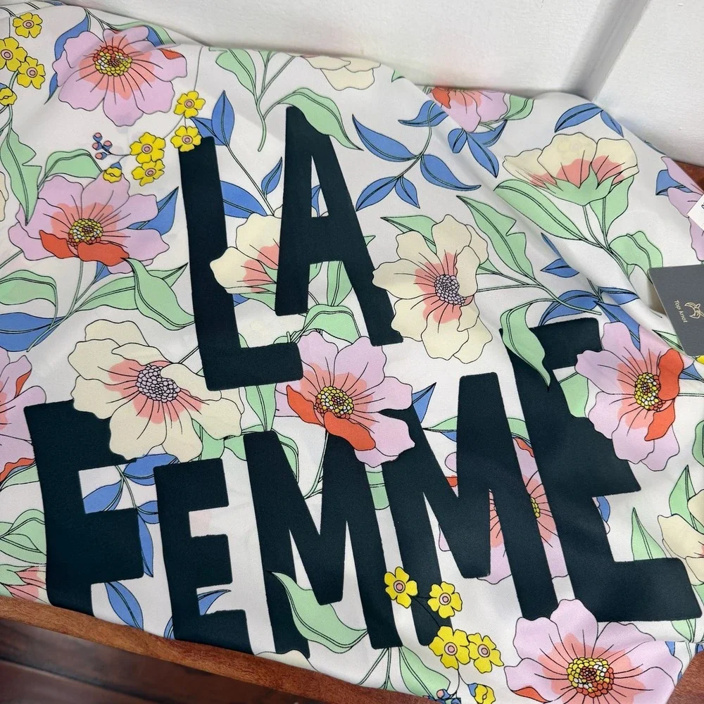 ON 34TH LA‎ FEMME Floral Print One Size Scarf Ivory Multi